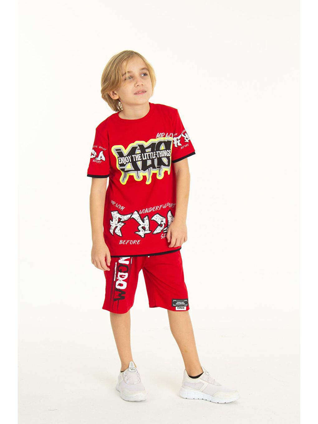 Kırmızı Erkek Çocuk Things Şortlu Takım 9-14 Yaş 14064-3