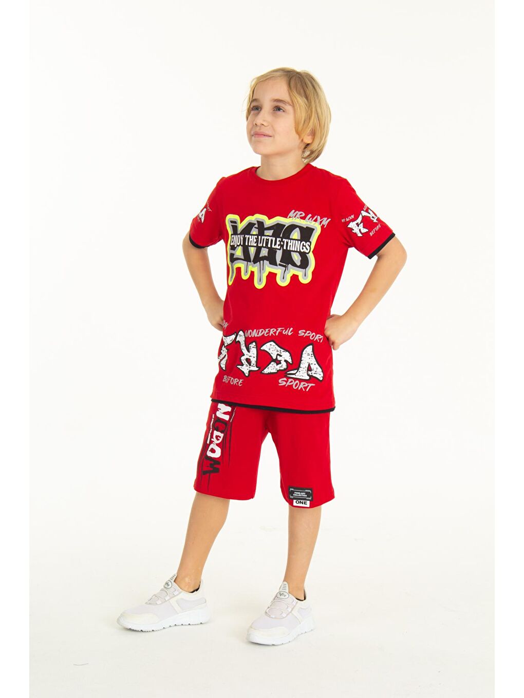 Kırmızı Erkek Çocuk Things Şortlu Takım 9-14 Yaş 14064-4
