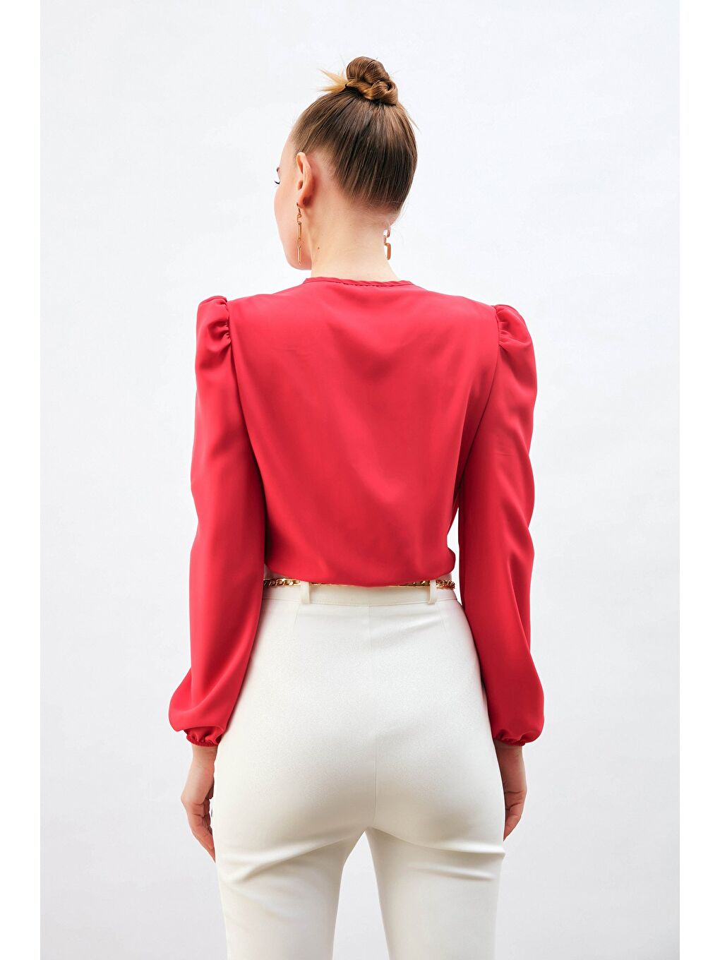 Kruvaze Vatkalı Bodysuit - Mercan-6