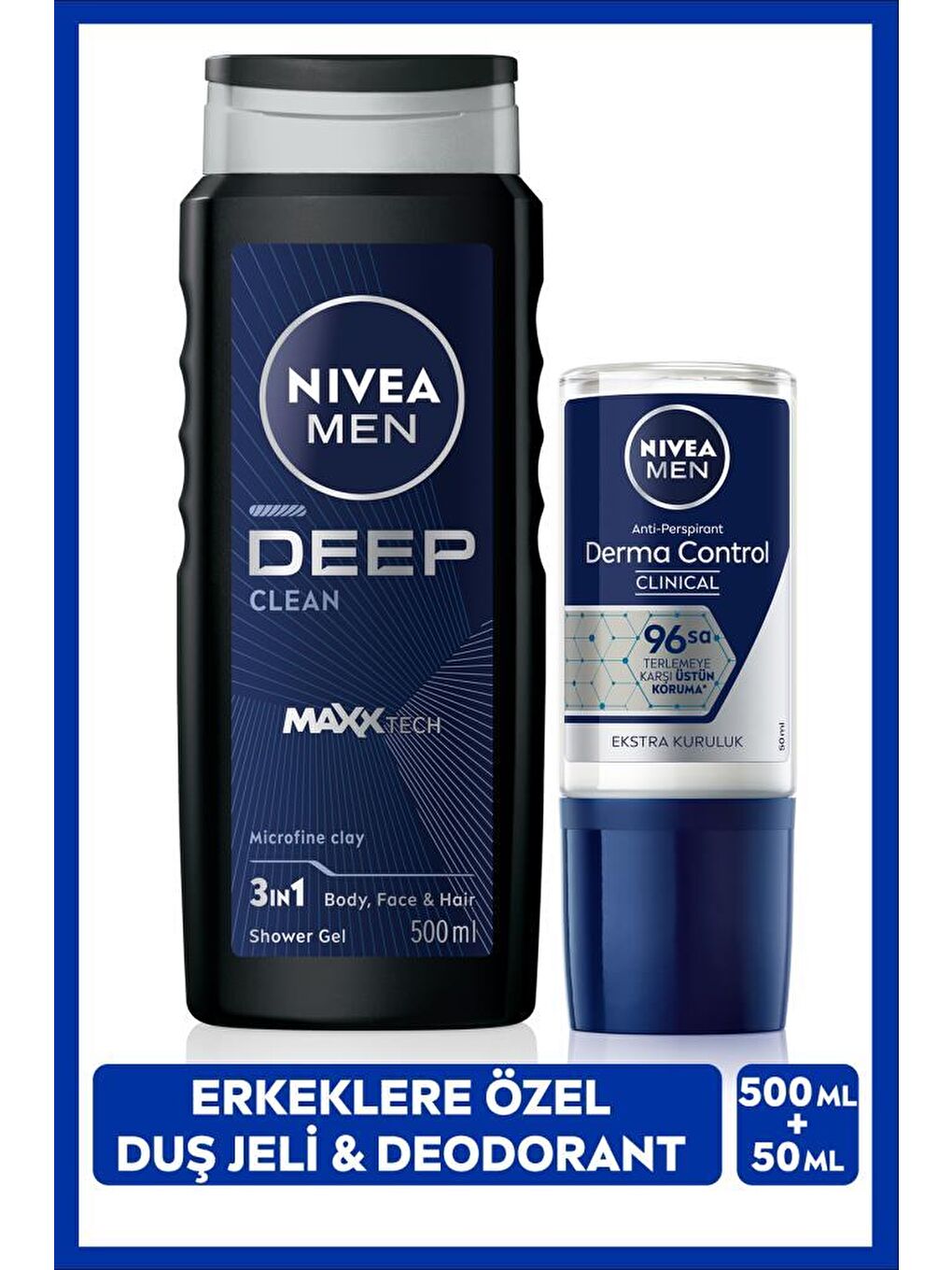 NIVEA • MEN Erkek Deep Dimension Duş Jeli, bakım yapan formülü ve canlandırıcı kokusu ile cildinizde