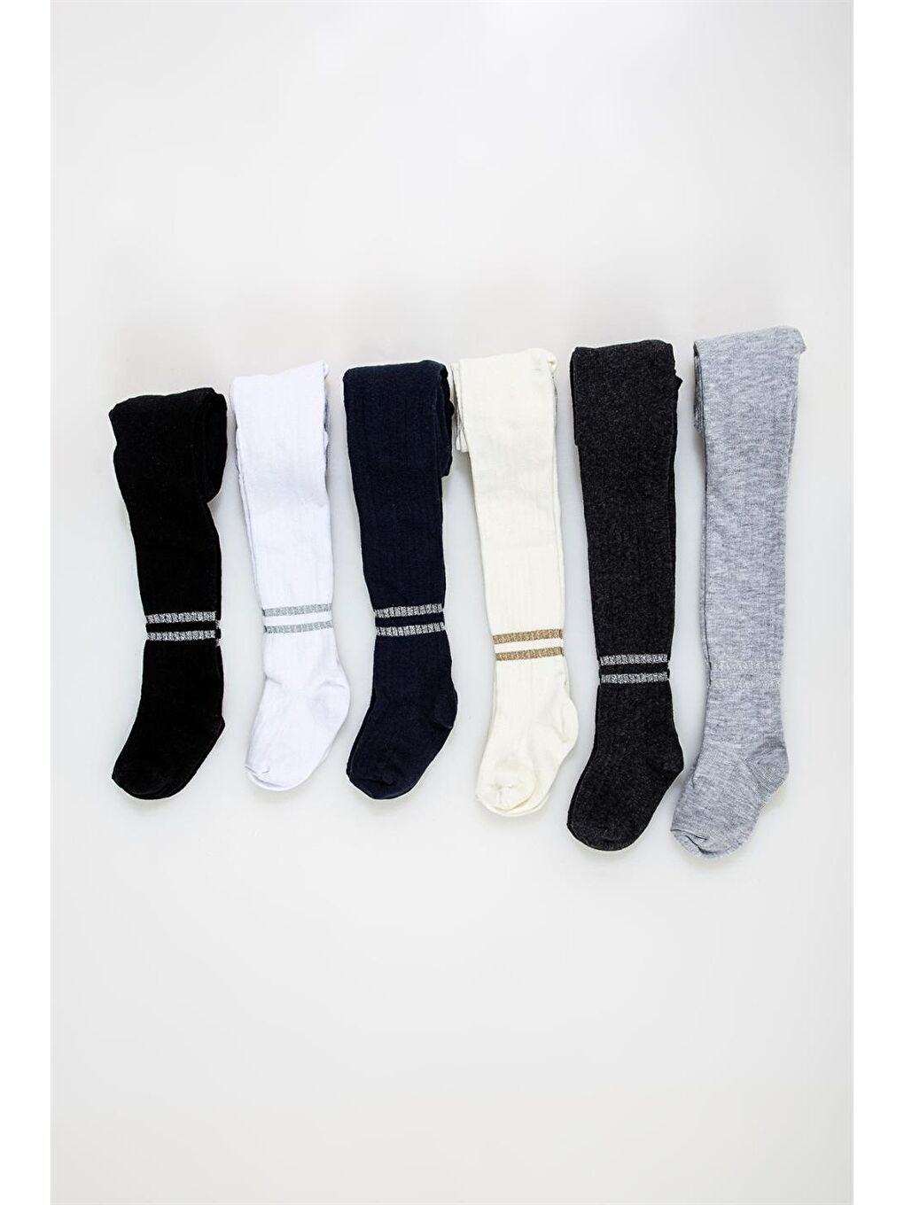 Karışık 6'lı Kız Çocuk Külotlu Şerit Çorap-6