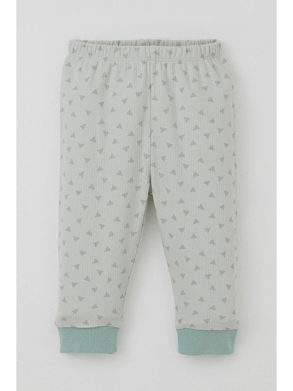 Turkuaz Erkek Bebek Pijama Takımı Omuzdan Patlı Mini Üçgenler Desenli Su Yeşili (4 Ay-1 Yaş)-2