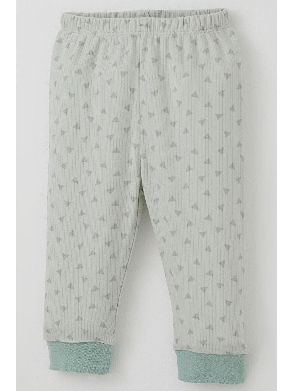 Turkuaz Erkek Bebek Pijama Takımı Omuzdan Patlı Mini Üçgenler Desenli Su Yeşili (4 Ay-1 Yaş)-6