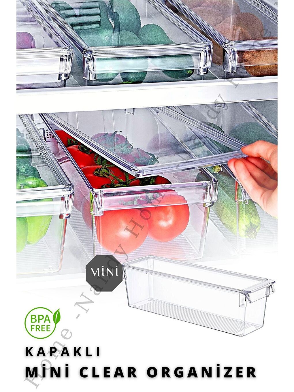 Nandy Home Şeffaf KAPAKLI MİNİ Tall Clear Buzdolabı & Dolap İçi Düzenleyici Organizer