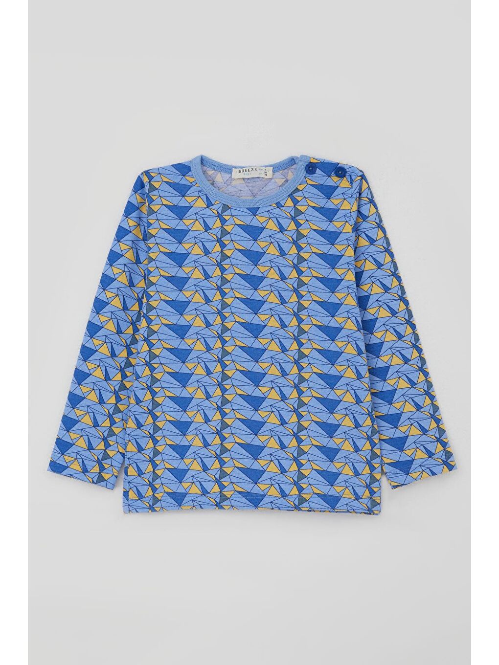 Erkek Bebek Pijama Takımı Renk Üçgeni Açık Mavi (9 Ay-3 Yaş)-3