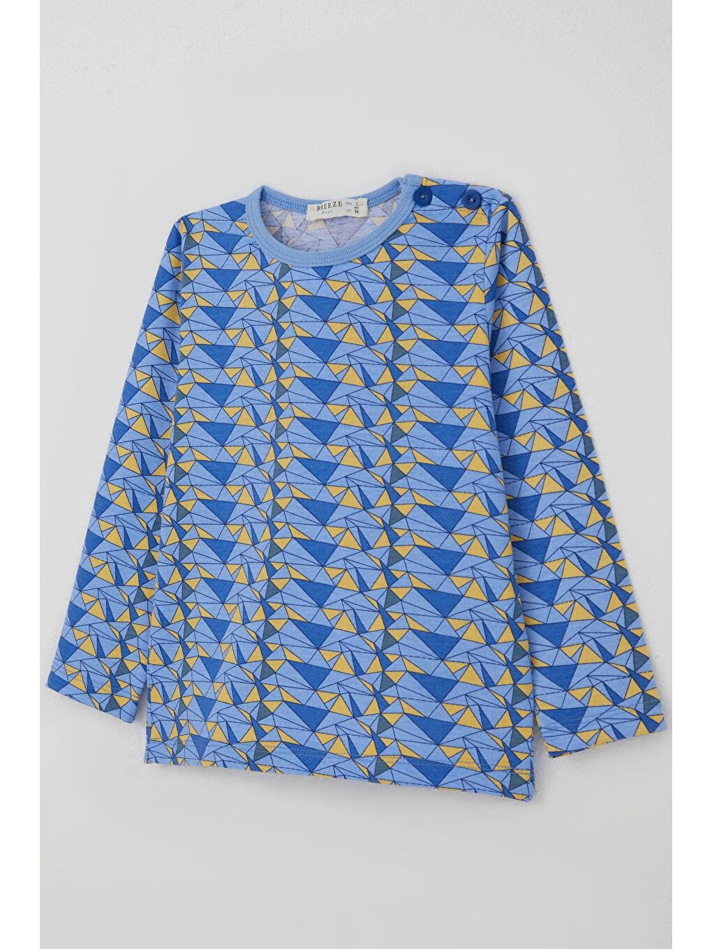 Erkek Bebek Pijama Takımı Renk Üçgeni Açık Mavi (9 Ay-3 Yaş)-7