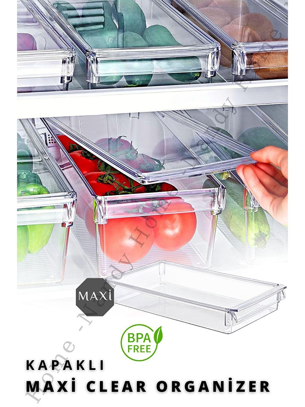 Nandy Home Şeffaf KAPAKLI MAXİ New Clear Buzdolabı & Dolap İçi Düzenleyici Organizer