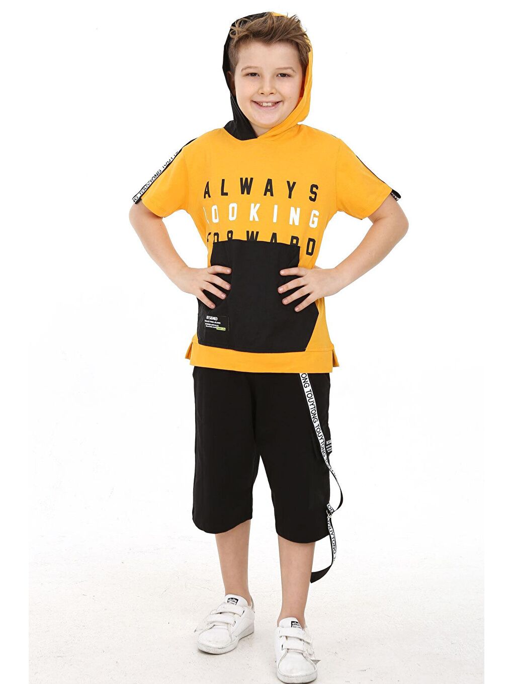Sarı Erkek Çocuk Always Yazı Baskılı Şortlu Takım 5-9 Yaş 14070