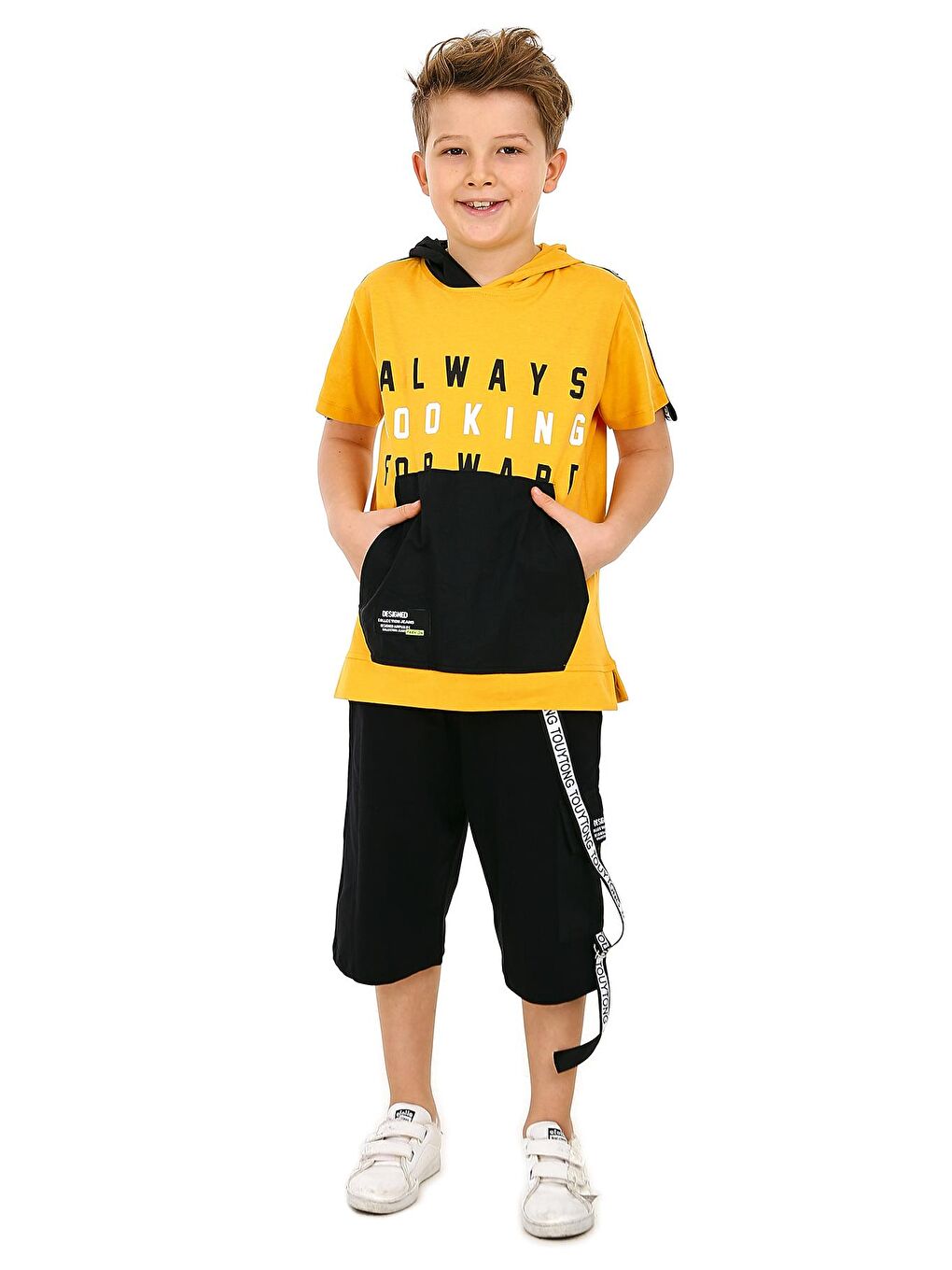 Sarı Erkek Çocuk Always Yazı Baskılı Şortlu Takım 5-9 Yaş 14070-1