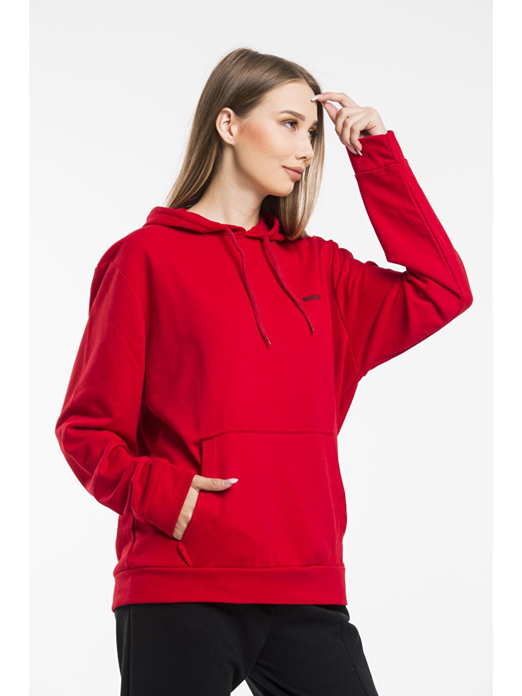 Süperlife Kırmızı Kadın Kapşonlu Regular Fit Baskılı Sweatshirt SPR21K61 - 2