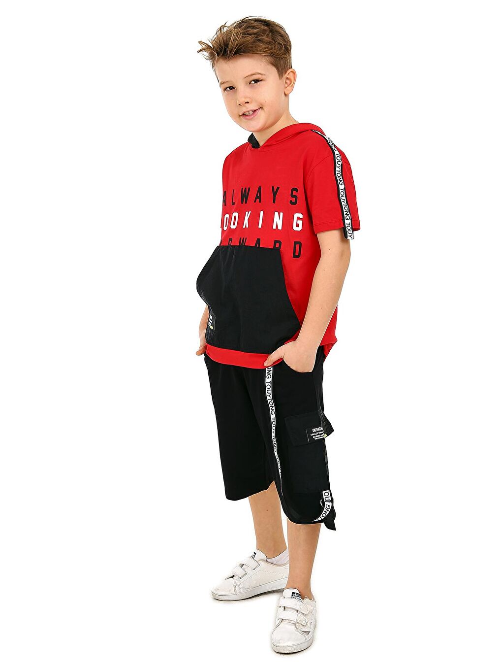 Kırmızı Erkek Çocuk Always Yazı Baskılı Şortlu Takım 5-9 Yaş 14070