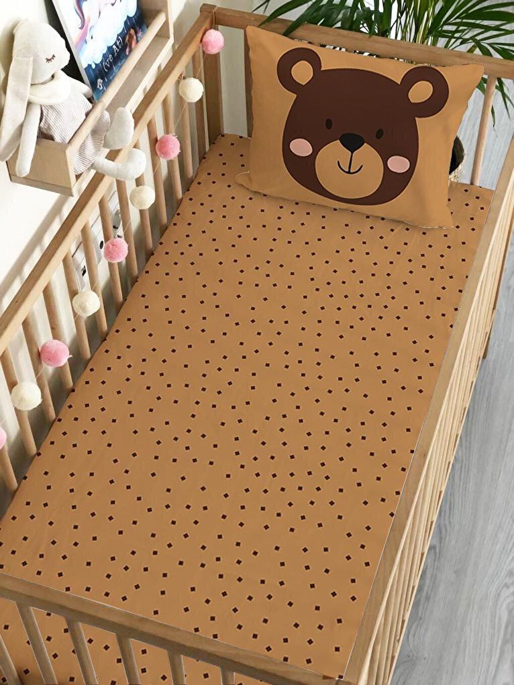 Karışık Ayıcık Desen Baskılı Bebek Boy Lastikli Çarşaf Seti 60x120 cm-3