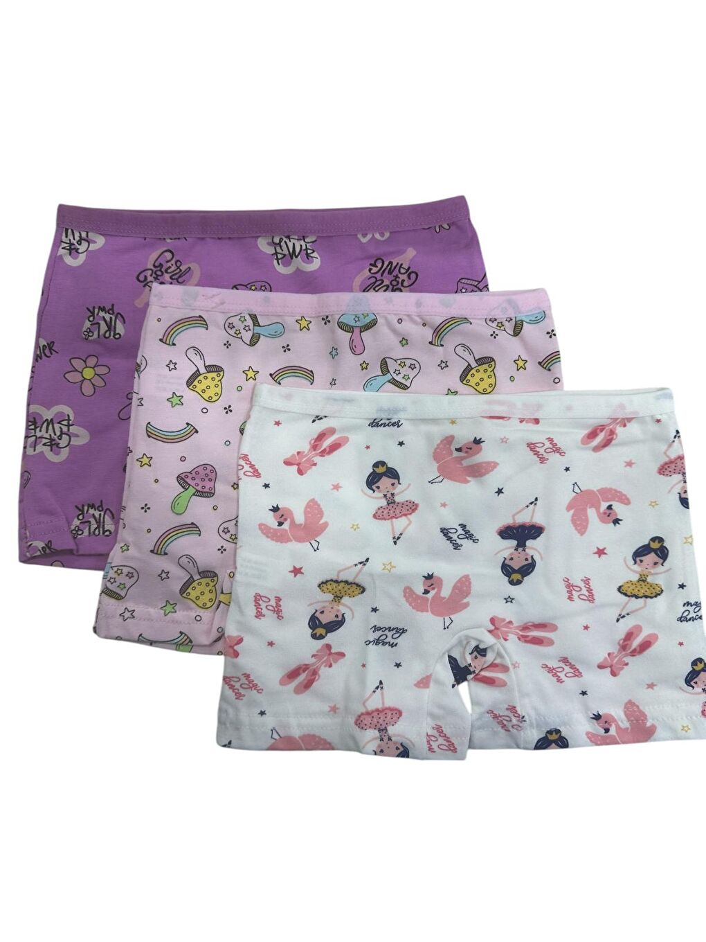 Karışık Kız Çocuk Boxer 3'lü Paket