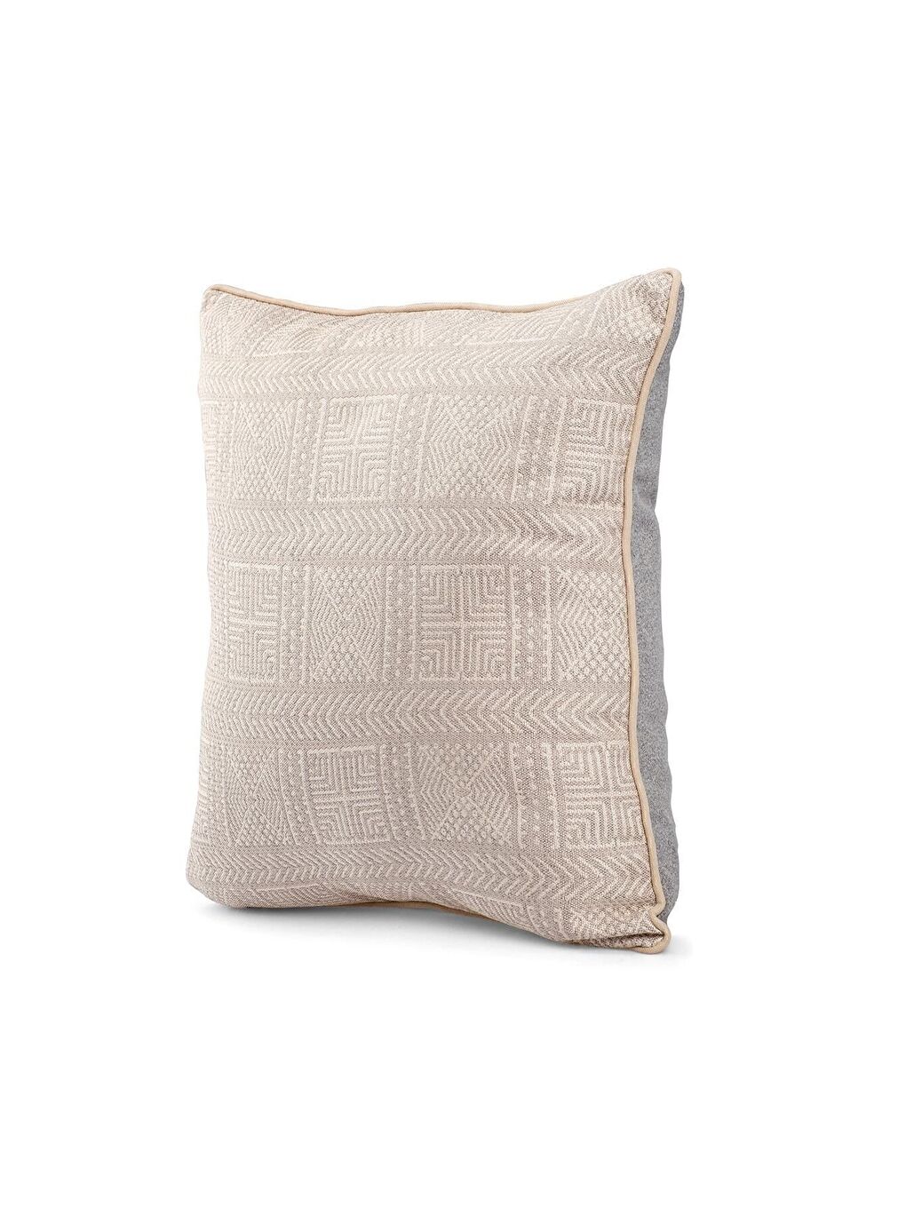 Bej Özel Tasarım 43x43 Dokuma Kırlent Kılıfı Biyeli Gizli Fermuarlı Dekoratif Salon-1