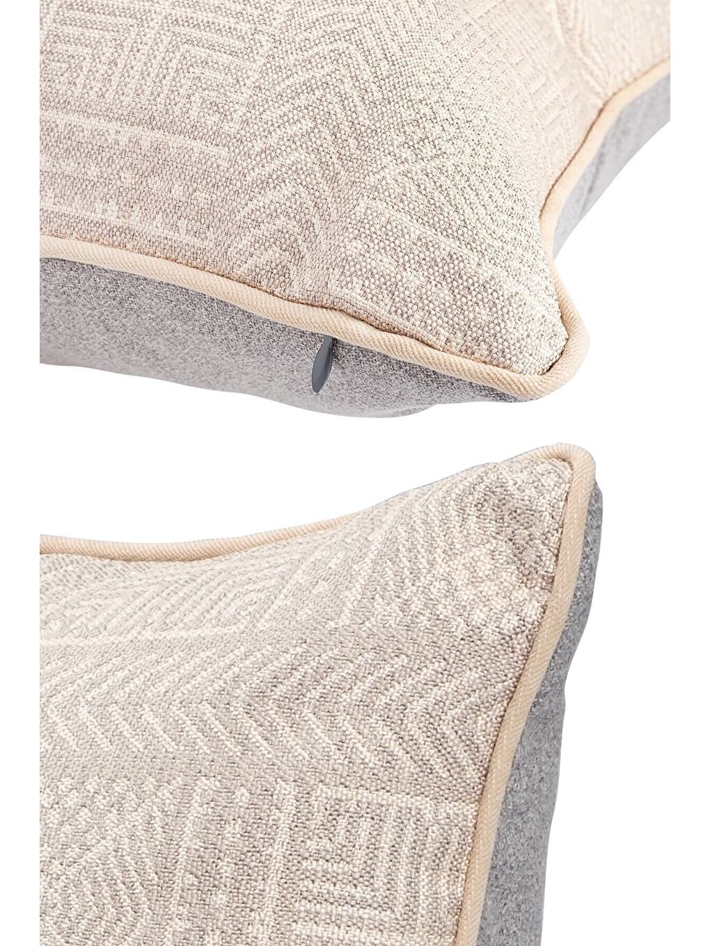 Bej Özel Tasarım 43x43 Dokuma Kırlent Kılıfı Biyeli Gizli Fermuarlı Dekoratif Salon-2