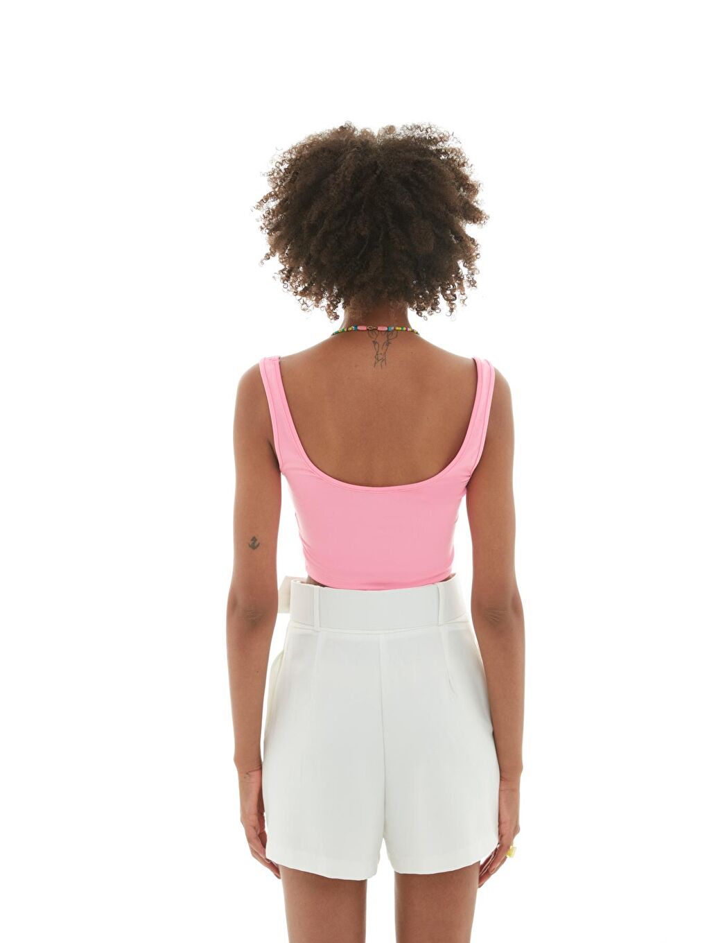 Kalın Askılı Crop Atlet Pembe-4