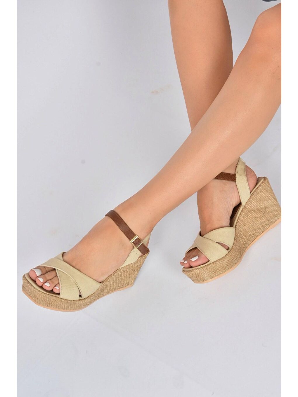 K674195005 Bej Dolgu Taban Kadın Ayakkabı-2