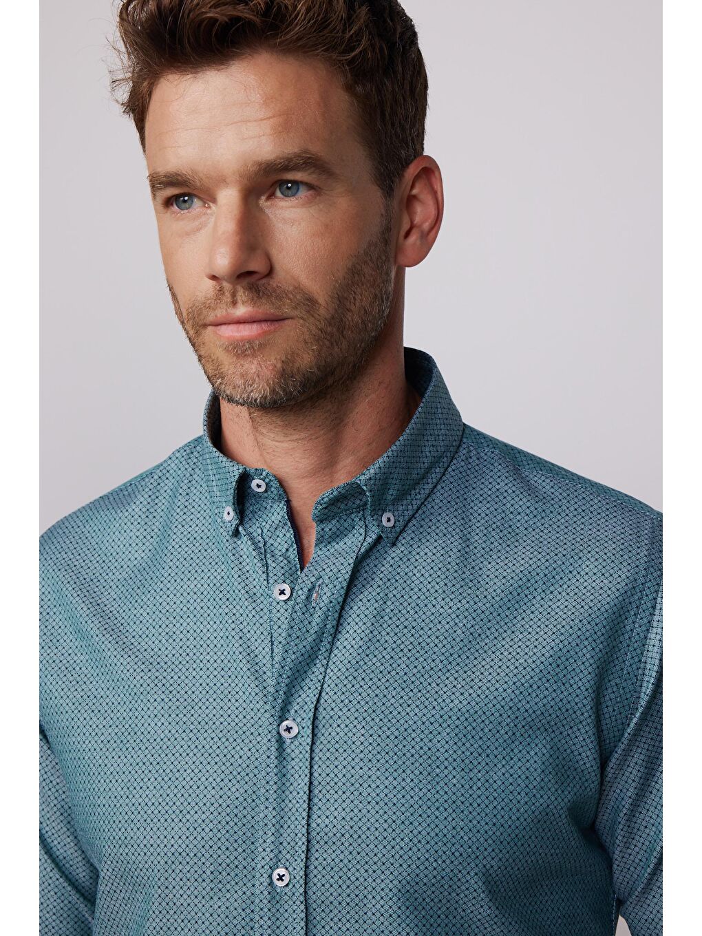 Karışık Slim Fit Desenli Pamuklu Kolay Ütü Erkek Gömlek-2