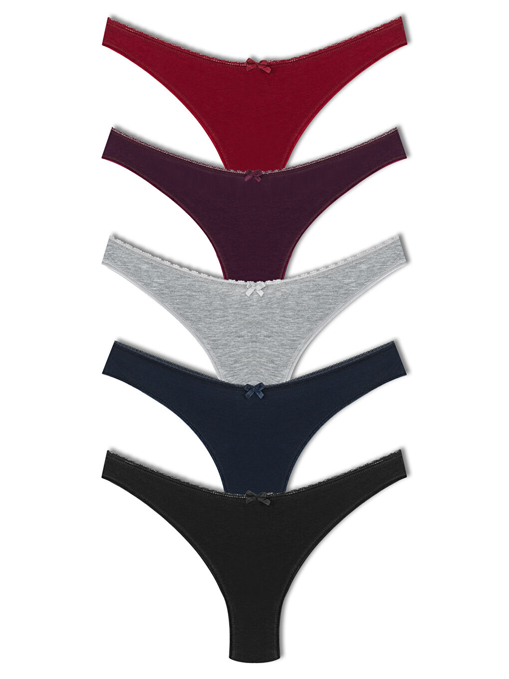 Gri Pamuklu Yüksek Bel Brazil Kadın Külot 5'li