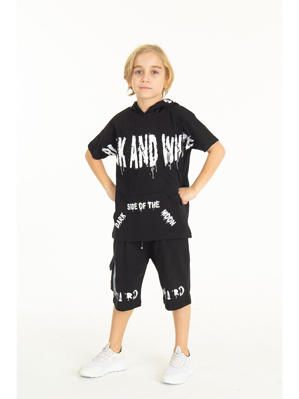 Siyah Erkek Çocuk İçi Polarlı Baskılı Sweatshirt 9-14 Yaş 14152