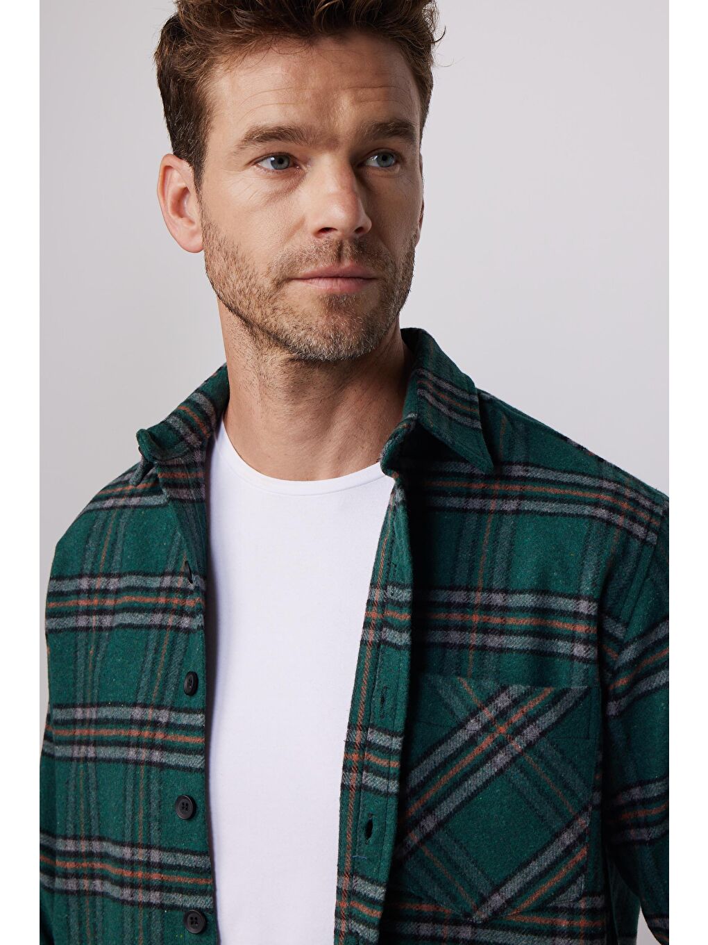 Karışık Erkek Regular Fit Klasik Kesim Tek Cepli Kareli Kışlık Oduncu Gömlek