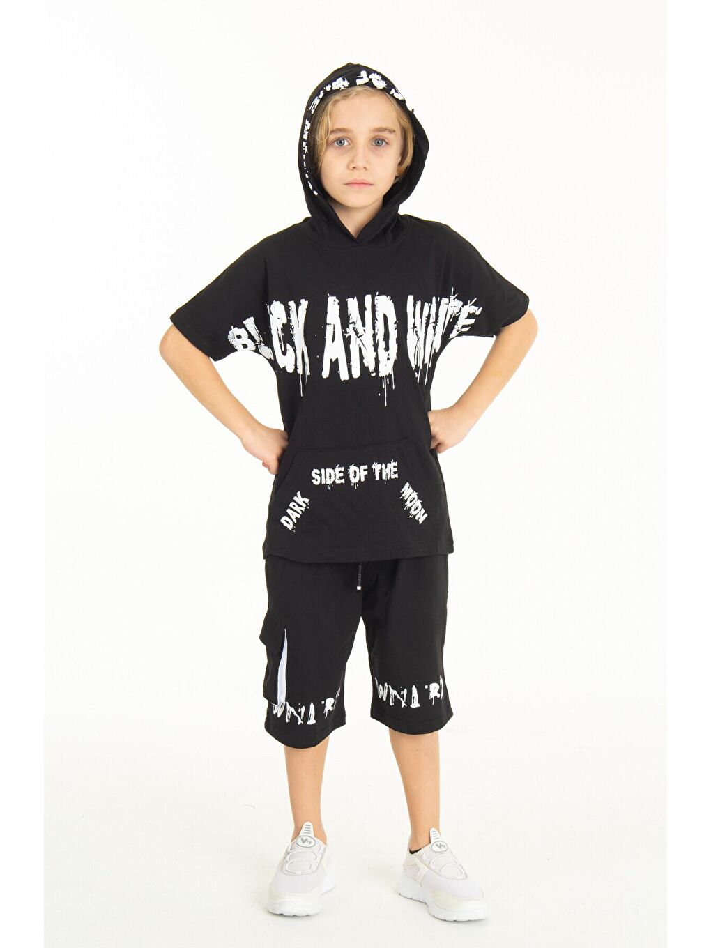 Siyah Erkek Çocuk İçi Polarlı Baskılı Sweatshirt 9-14 Yaş 14152-1