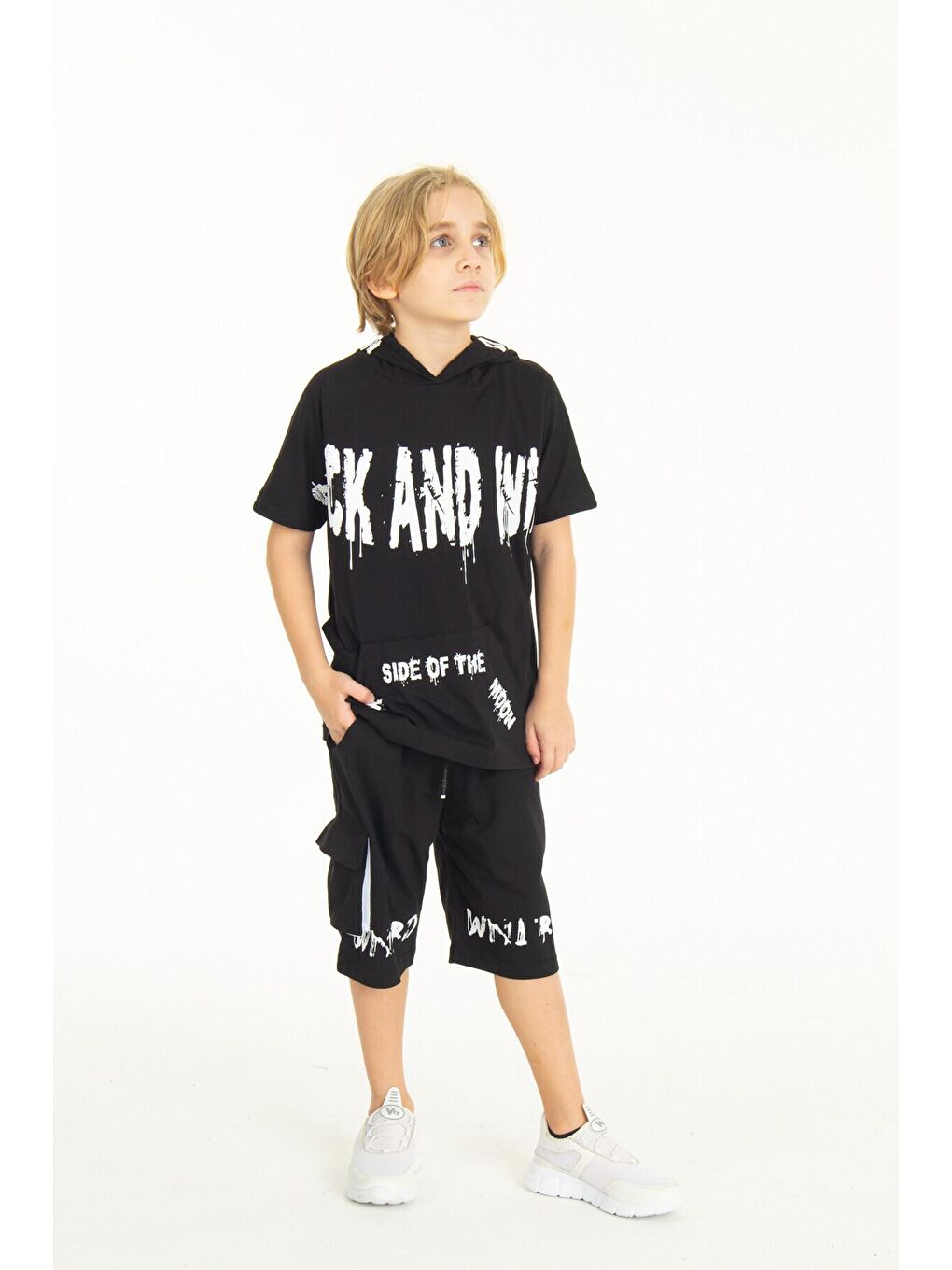 Siyah Erkek Çocuk İçi Polarlı Baskılı Sweatshirt 9-14 Yaş 14152-3