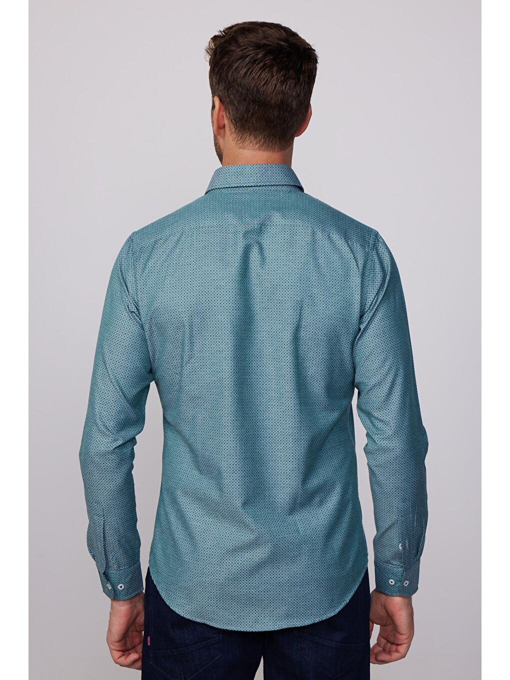 Karışık Slim Fit Desenli Pamuklu Kolay Ütü Erkek Gömlek-4