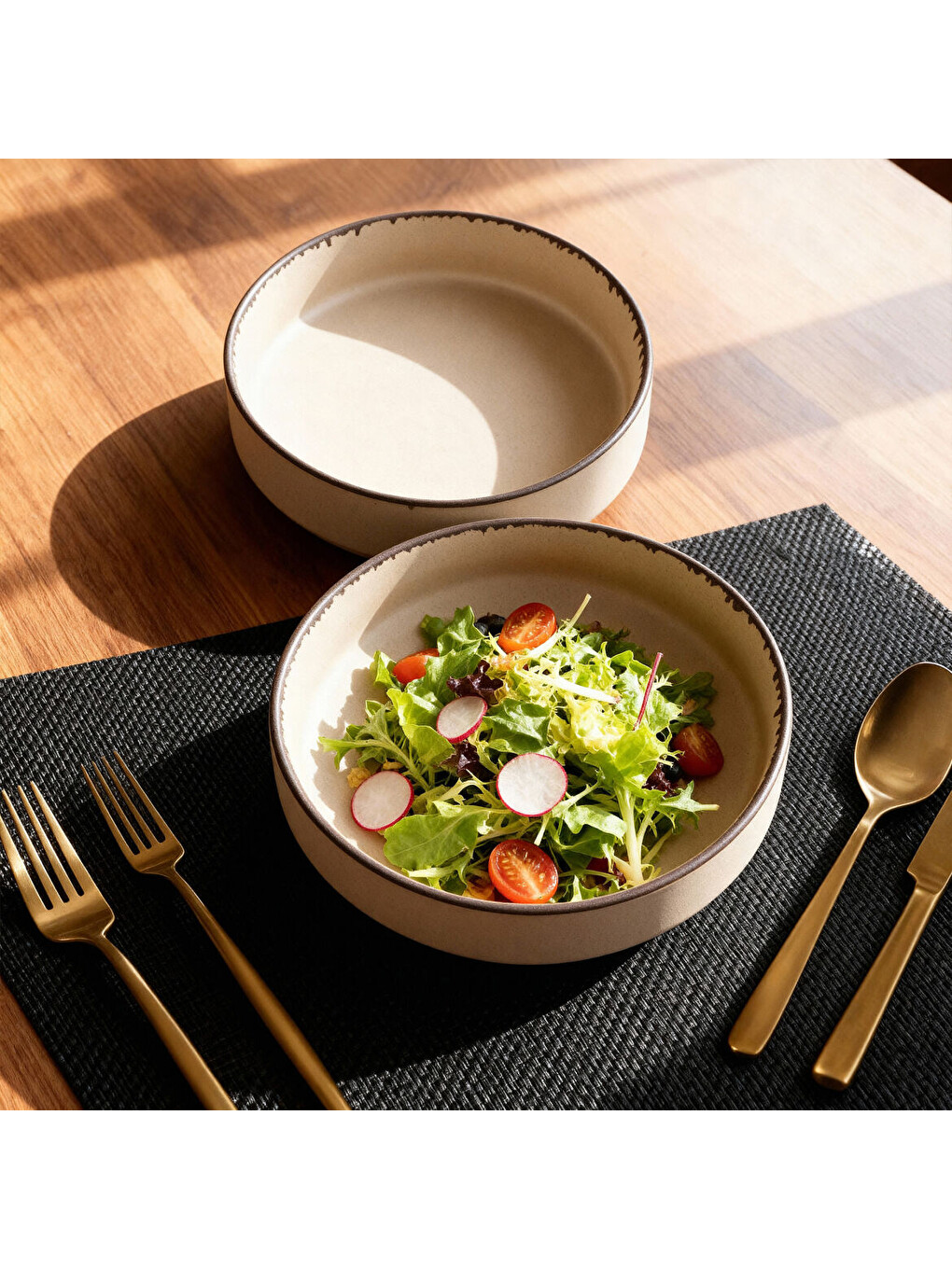 Ekru Ese Güral 2 Adet 18 Cm Salata Kasesi Mat Bej 26b-1