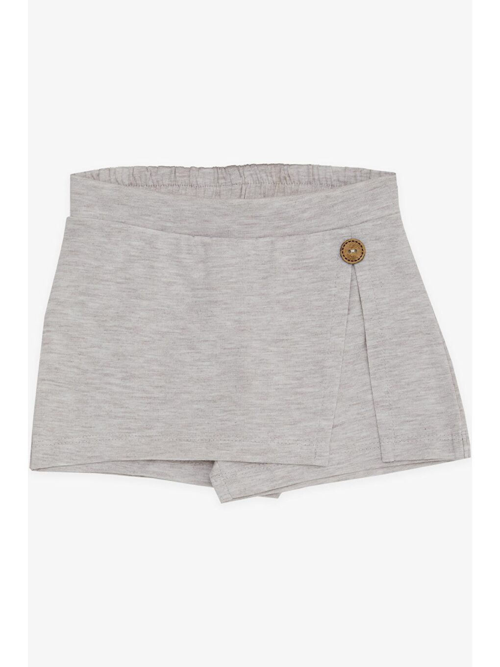 Kız Çocuk Şort Etek Düğme Akesuarlı Bej Melanj (3-7 Yaş)