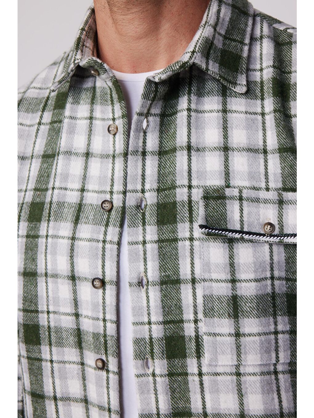 Karışık Relax Fit Tek Cep Kapaklı Kareli Salaş Oduncu Erkek Gömlek-3