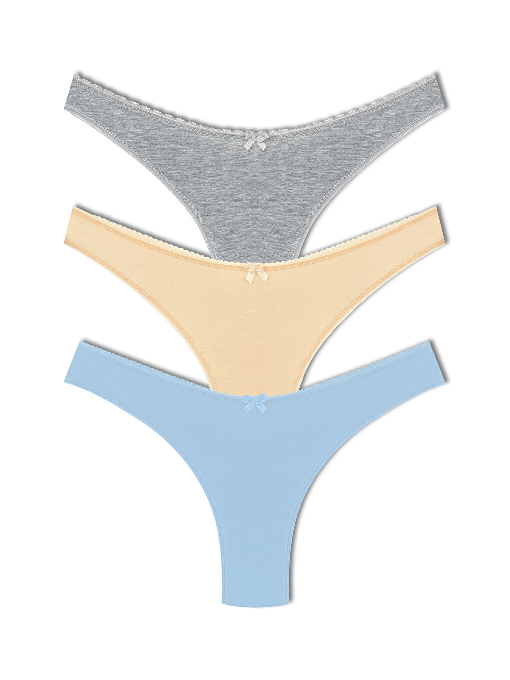 Bej Pamuklu Yüksek Bel Brazil Kadın Külot 3'lü