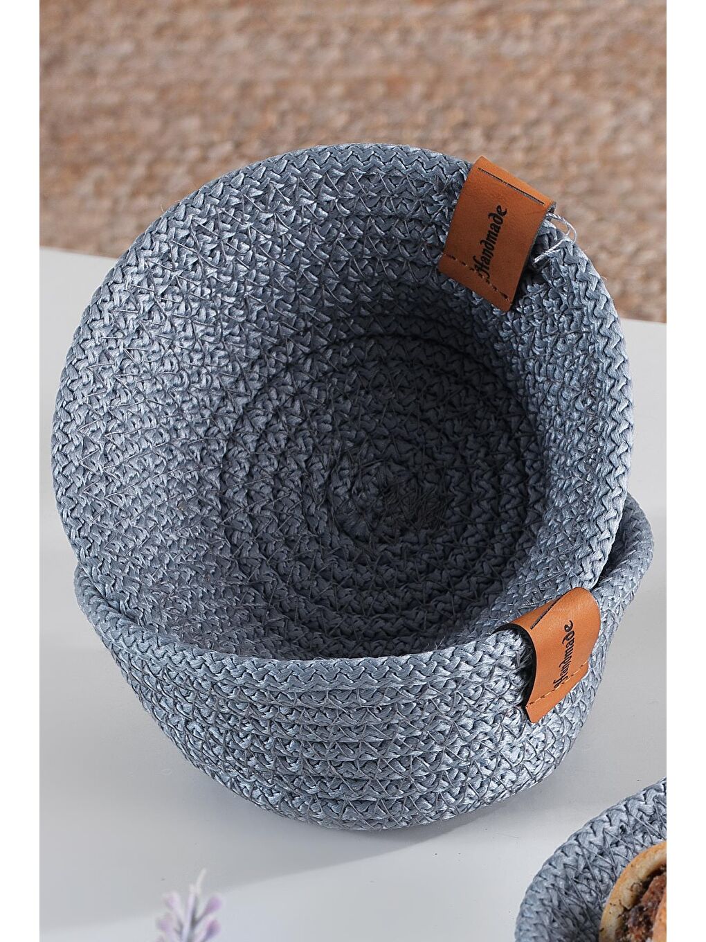 Mavi Mini | 3 Adet Çerezlik Kuru Pasta Sepeti | Çok Amaçlı El Yapımı Sepet-2