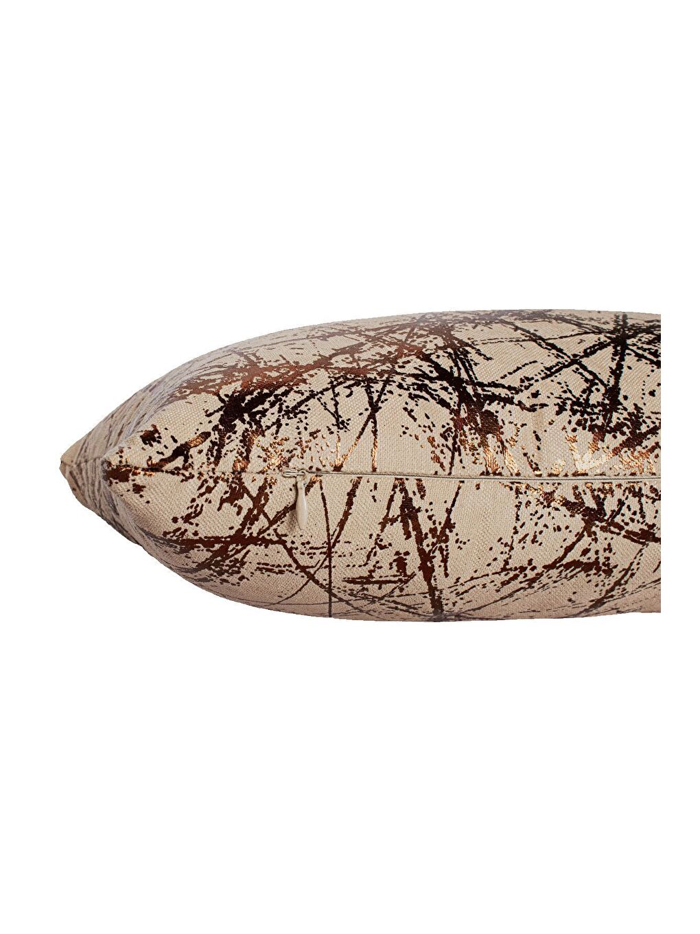 Bej Bakır Varak Desenli Kırlent Kılıfı Dekoratif Yumuşak Salon Koltuk-8