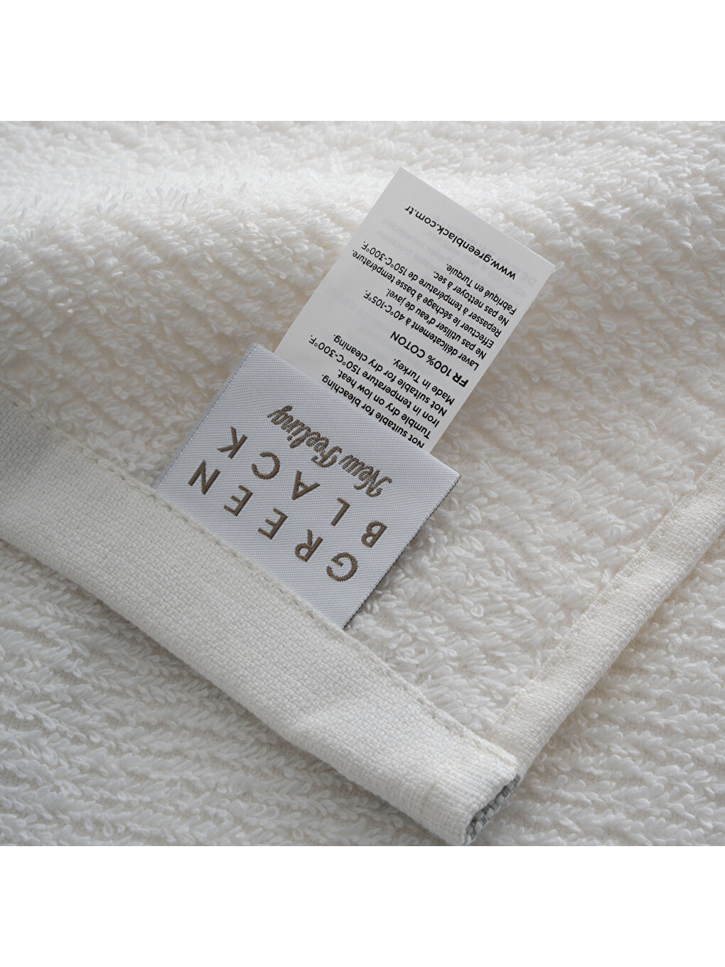 Ekru Tria Banyo Havlusu %100 Pamuk Jakarlı Krem-Lacivert 80x150 Cm-3