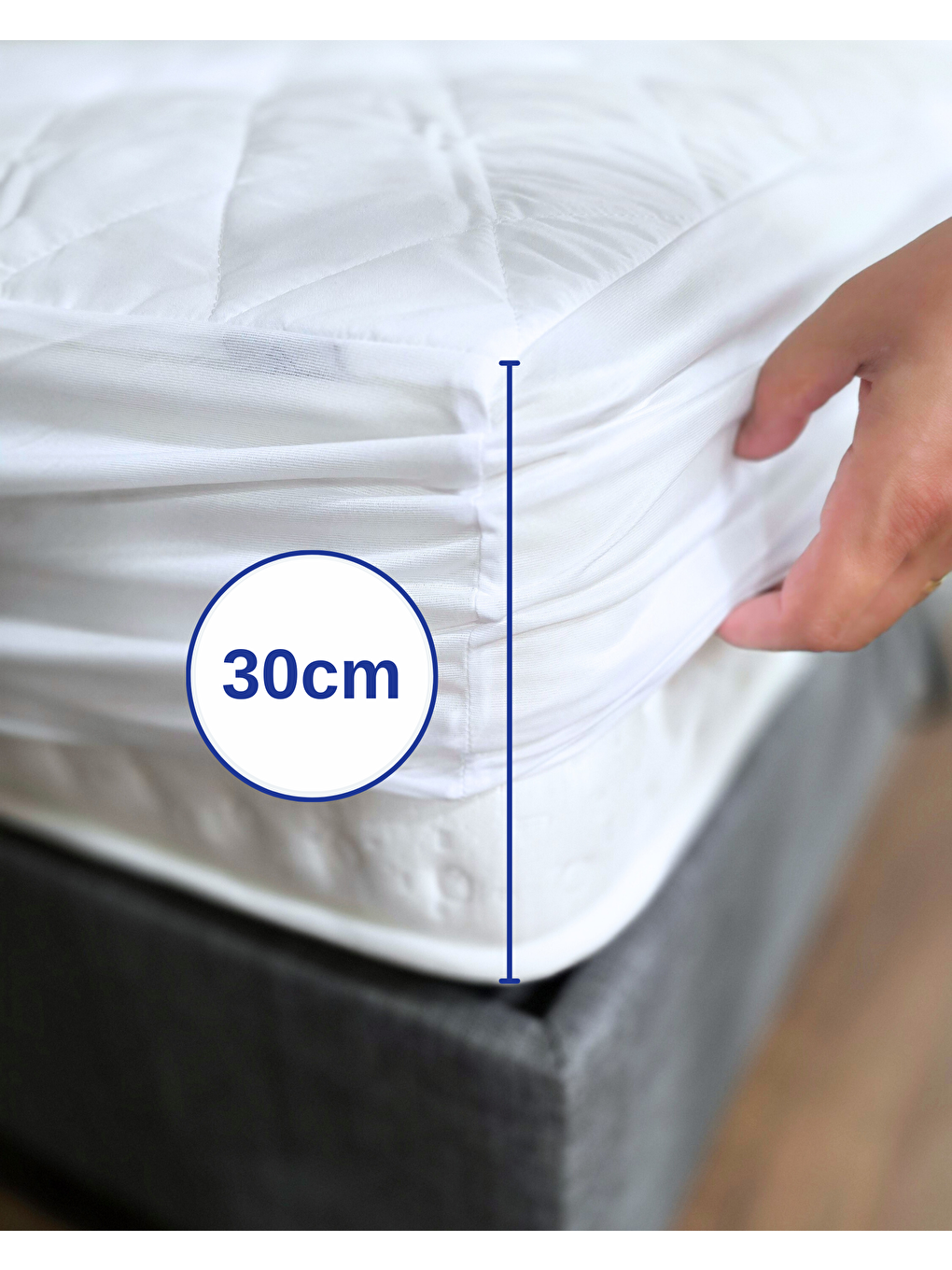 Beyaz Tek Kişilik 100x200 Su Geçirmez Fitted Lastikli Yatak Koruyucu Alez – Kapitone Silikon Elyaf-4