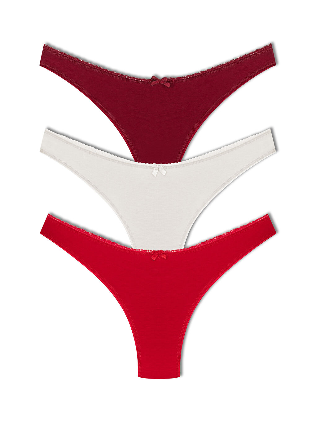 Ekru Pamuklu Yüksek Bel Brazil Kadın Külot 3'lü