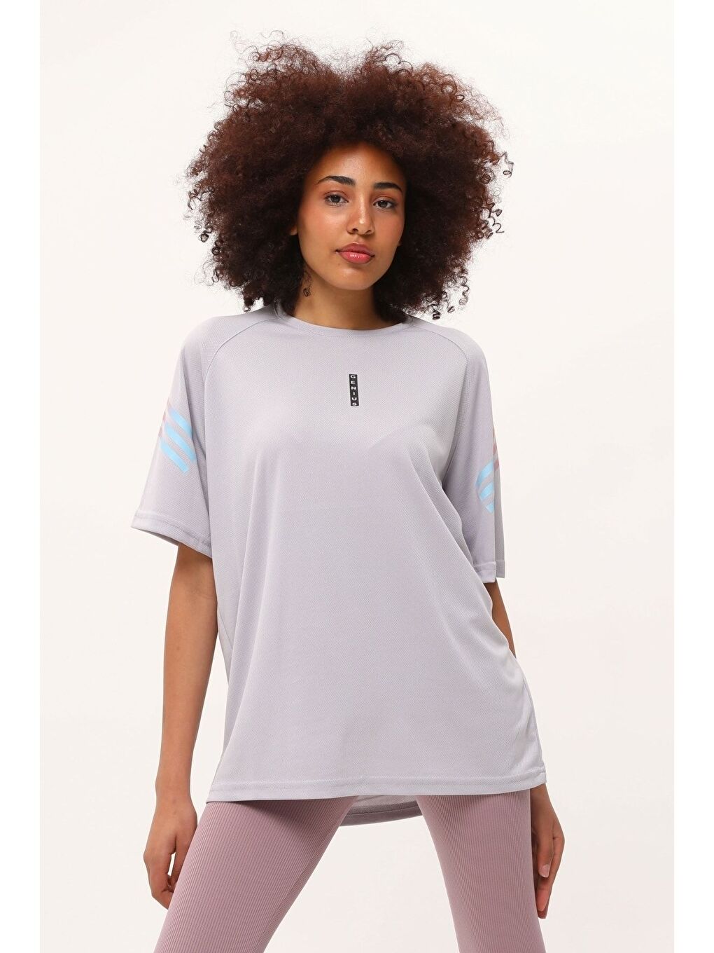 Gri Store Kadın Spor Tişört Baskılı Fitness, Antrenman Fit