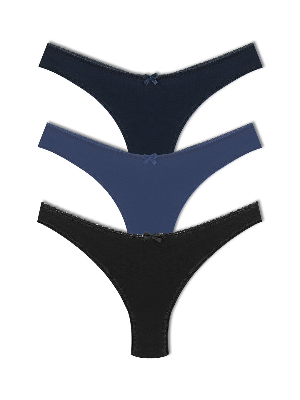 Lacivert Pamuklu Yüksek Bel Brazil Kadın Külot 3'lü