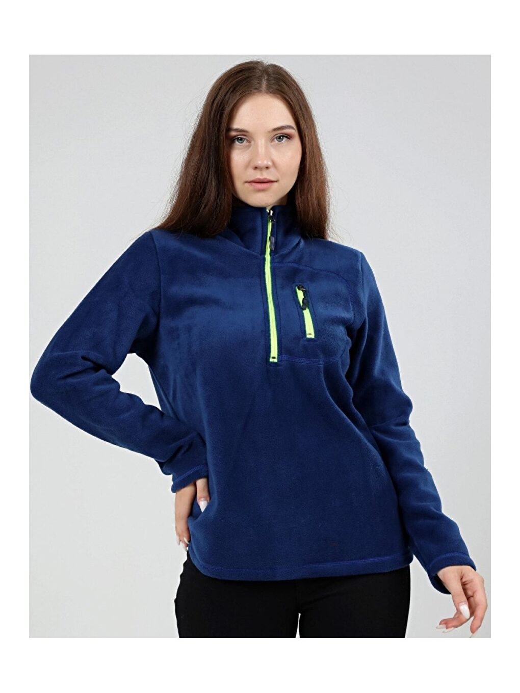 İndigo Store Kadın Polar Yarım Fermuarlı Outdoor Cepli Spor Polar