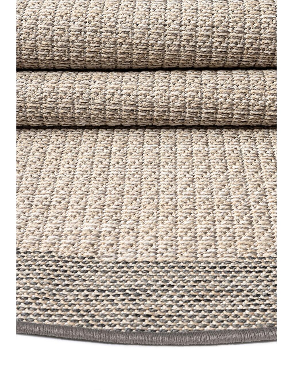 Sisalux 3091 Bej Jüt Tabanlı Modern Dokuma Yuvarlak Kilim Sisal Hasır Halı-95x95 cm-1
