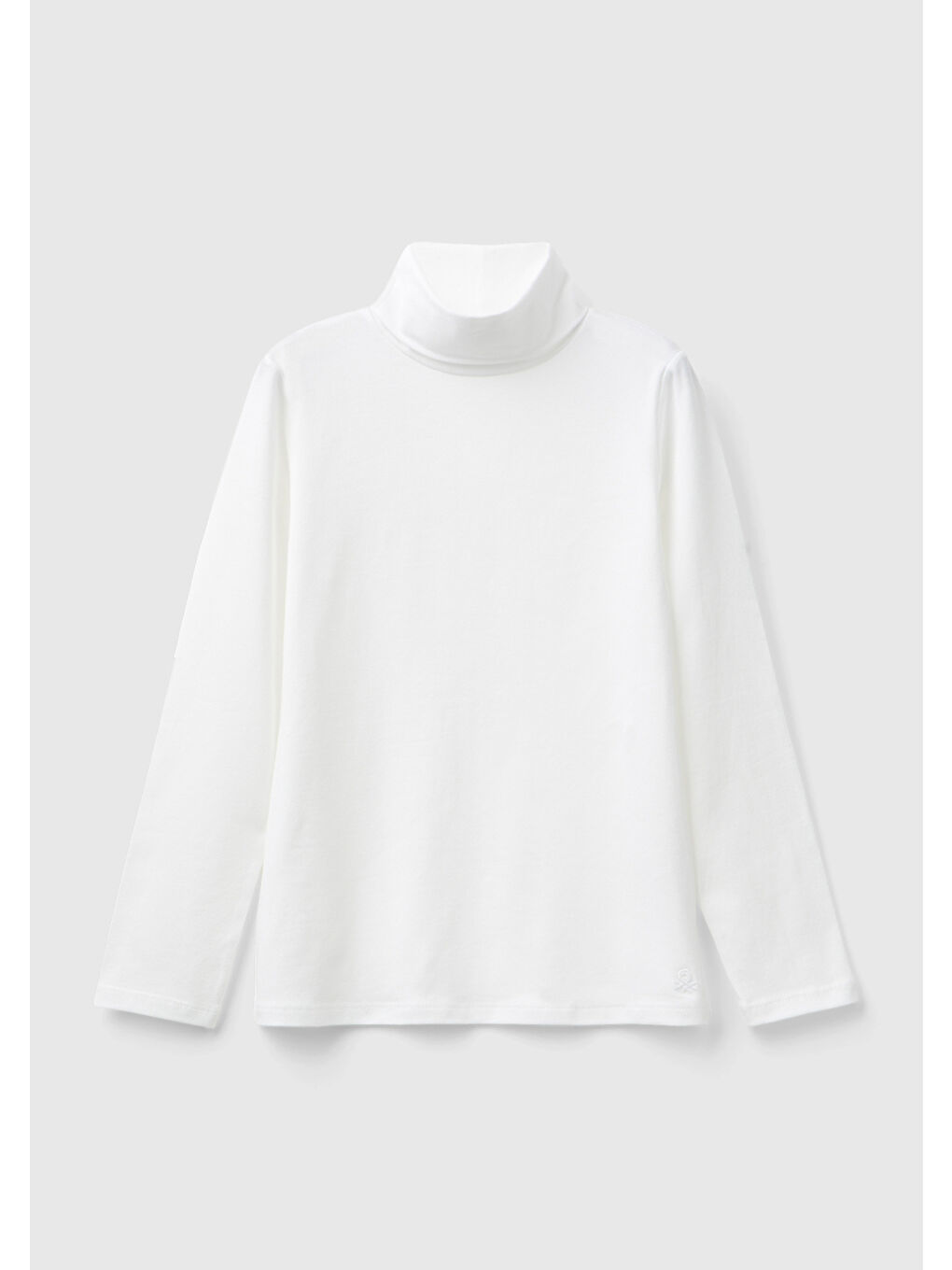 Kız Çocuk Beyaz Balıkçı Yaka Basic Sweatshirt