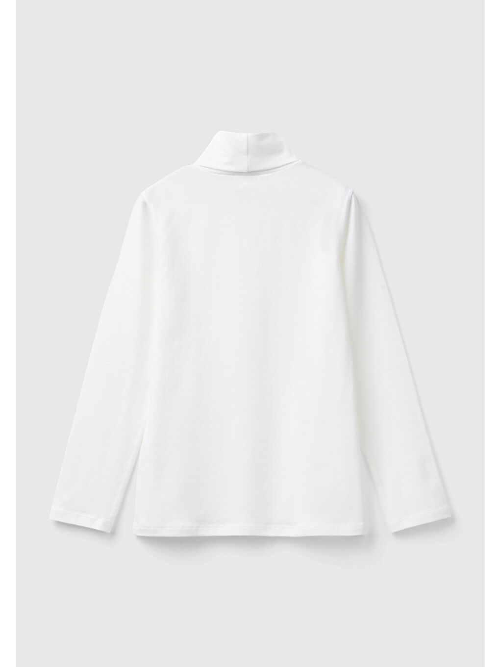 Kız Çocuk Beyaz Balıkçı Yaka Basic Sweatshirt-1