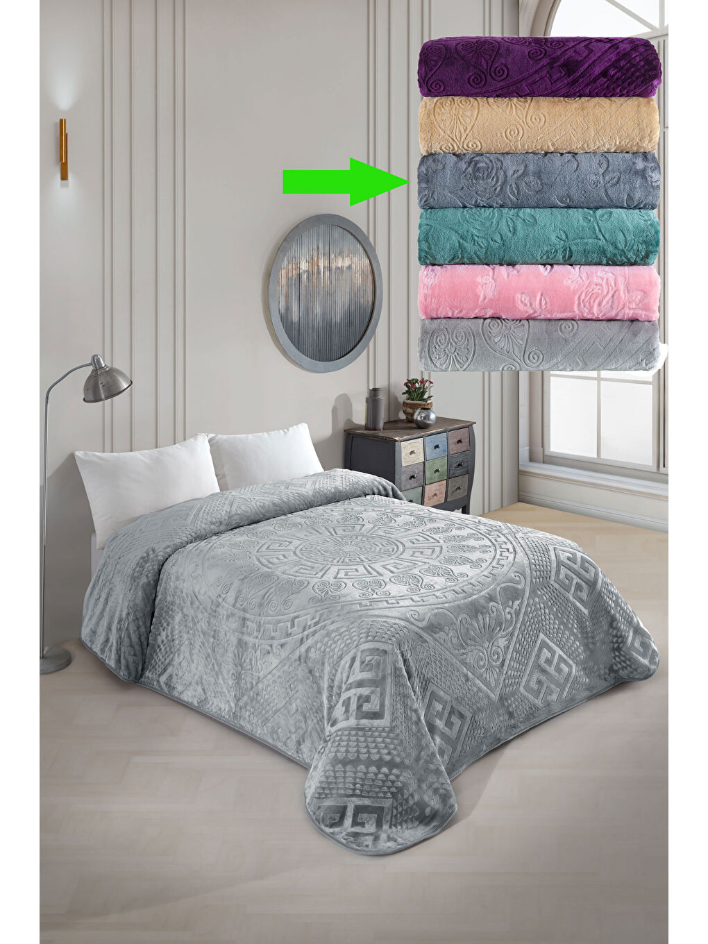 Antrasit Royal Touch V2 Lüks Kalın Battaniye 220x240 cm — Yumuşak, Sıcak ve Dayanıklı