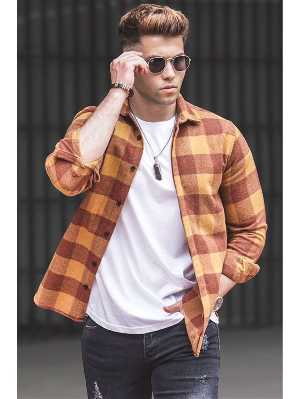 Ekoseli Turuncu Oduncu Gömlek 4664