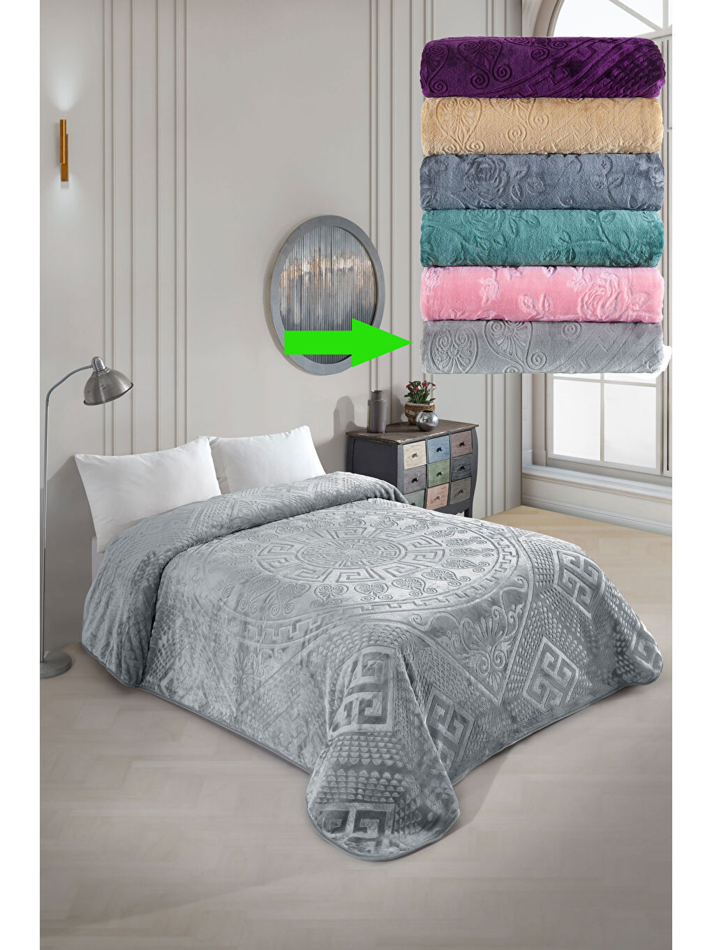 Gri Royal Touch V2 Lüks Kalın Battaniye 220x240 cm — Yumuşak, Sıcak ve Dayanıklı-1