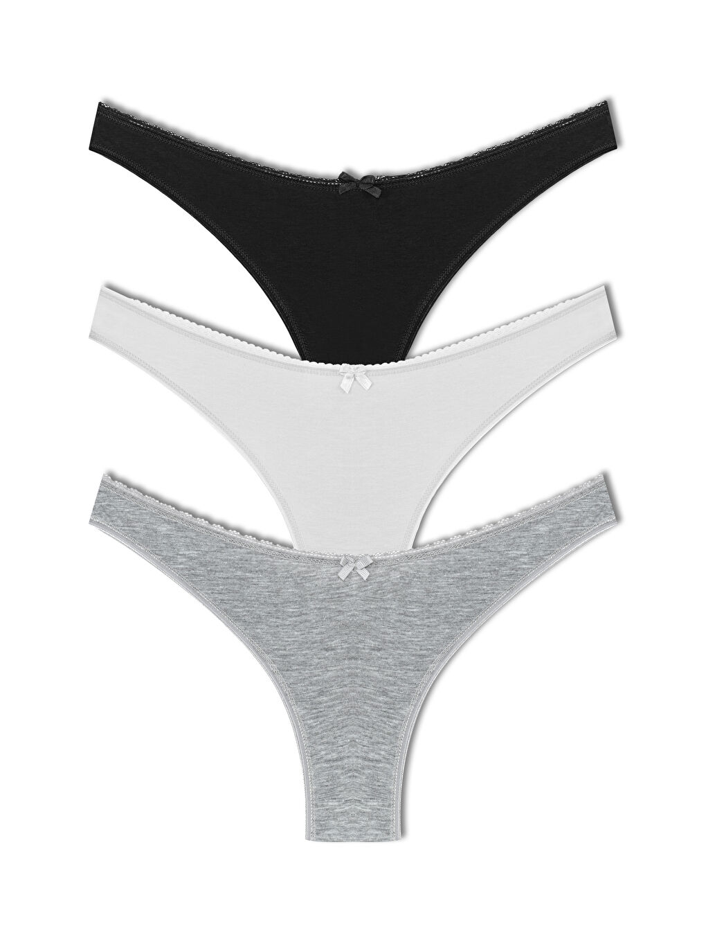 Gri Pamuklu Yüksek Bel Brazil Kadın Külot 3'lü