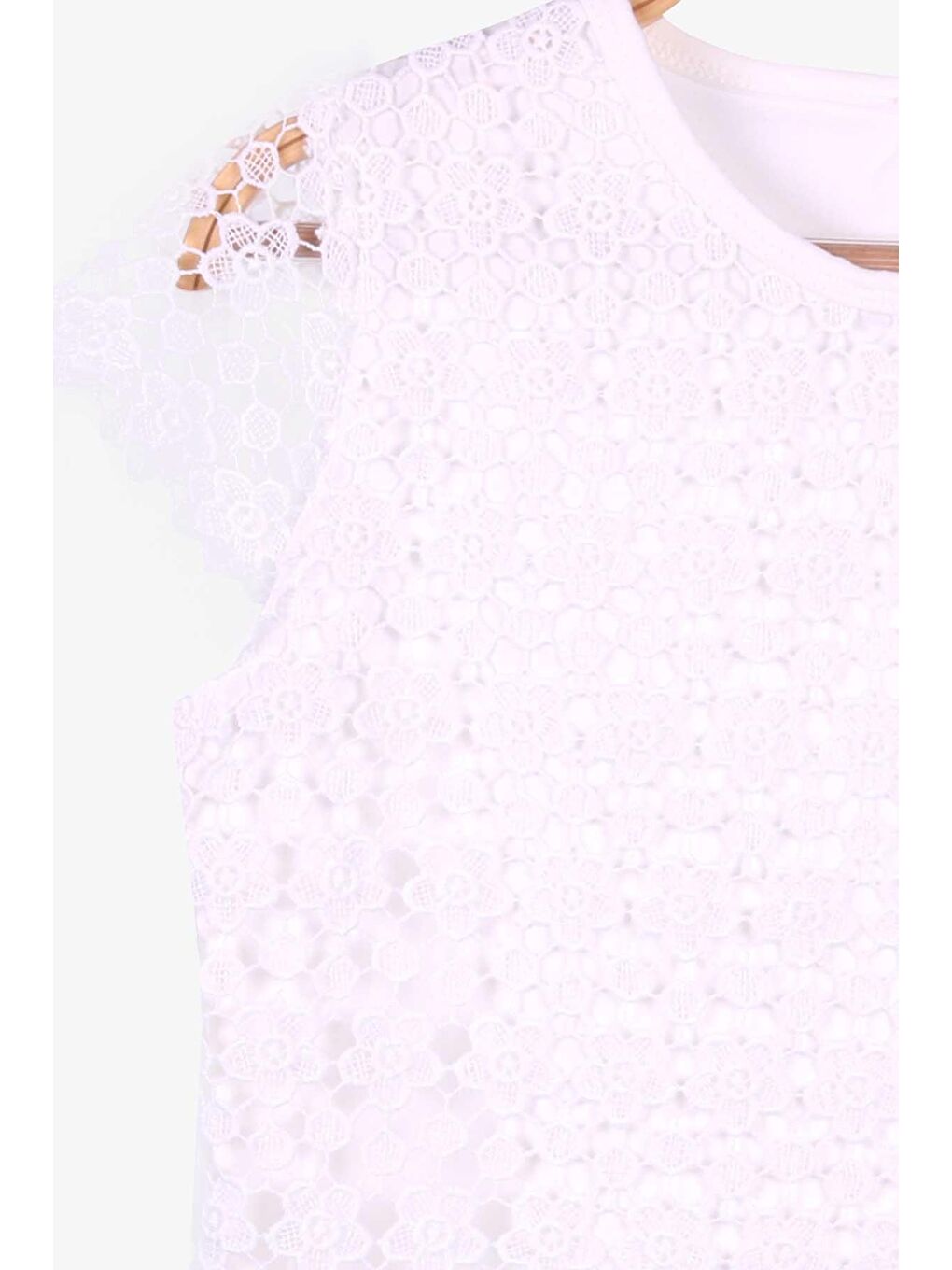 Kız Çocuk Tişört Çiçek Nakışlı Ekru (8-12 Yaş)-3