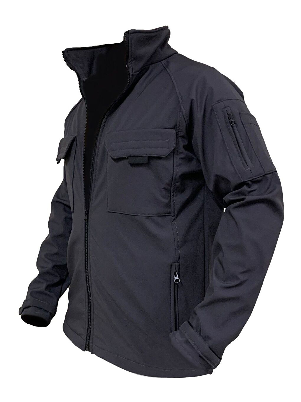 Gri Store Erkek Softshell Spor Mont Içi Polarlı Su Ve Rüzgar Geçirmez Cepli Outdoor Combat Mont