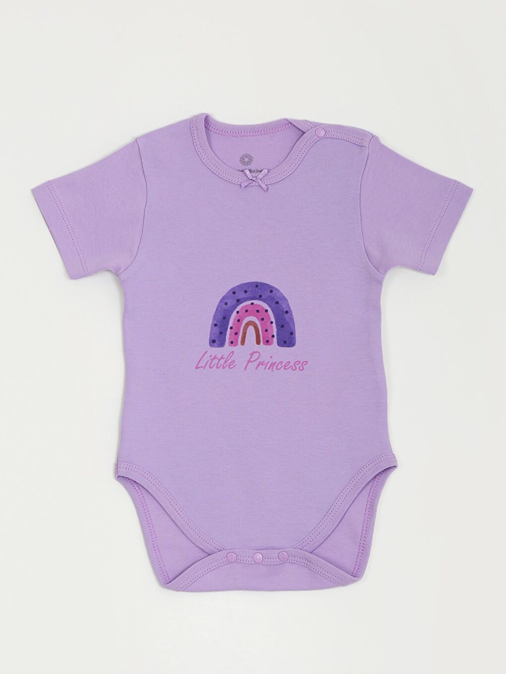 Lila Bisiklet Yaka Baskılı Kız Bebek Çıtçıtlı Body 2'li-1